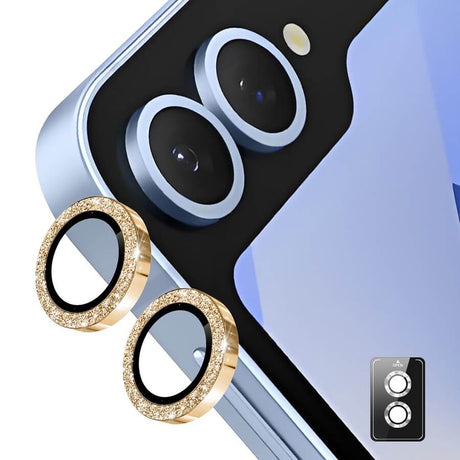 Протектор за Камерата на Samsung Z Flip 7, Cam Lens Glitter Glass, Златист