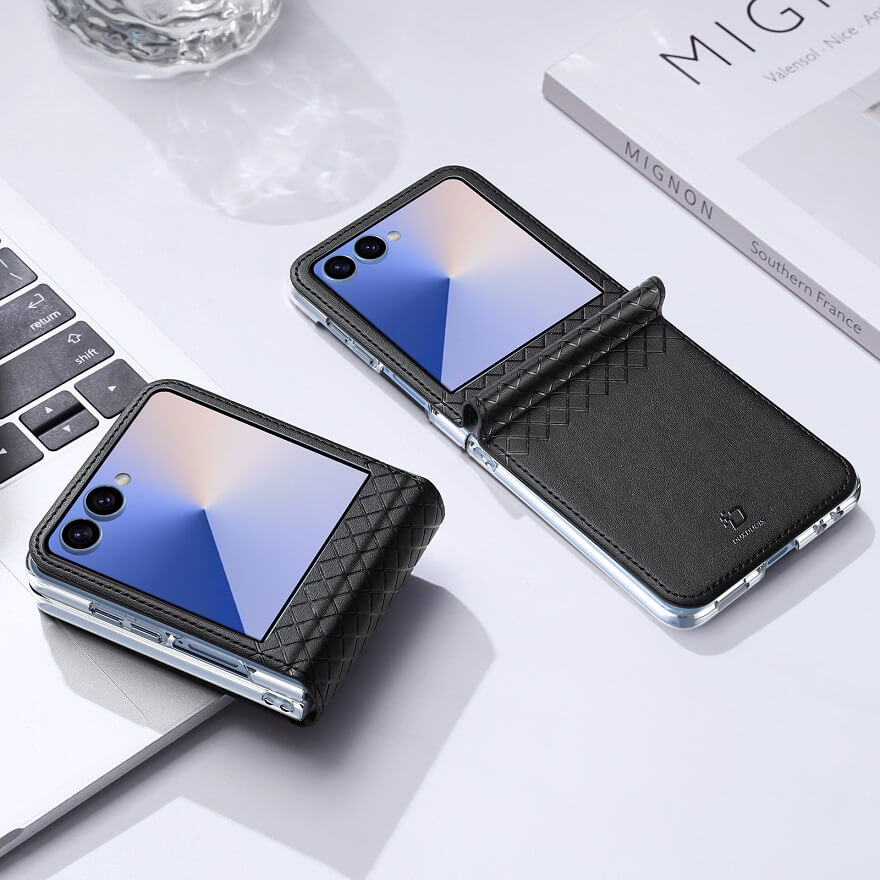 Кожен Калъф Samsung Z Flip 7, Dux Ducis Bril Case, Черен (10)