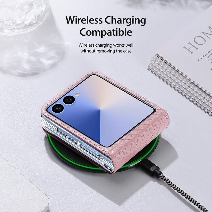 Кожен Калъф Samsung Z Flip 7, Dux Ducis Bril Case, Розов (8)