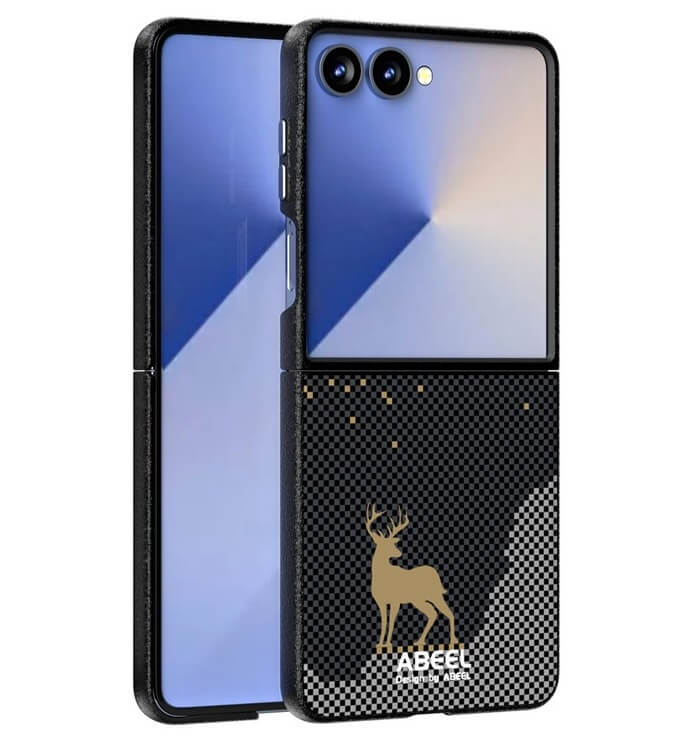 Magsafe Кожен Калъф за Samsung Z Flip 7, Abeel Ultra-Slim Case, Черен