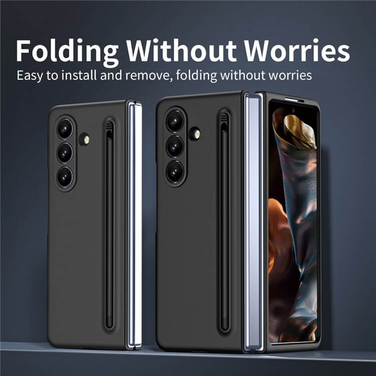 Калъф с Писалка за Samsung Z Fold 7, GKK Stylus Hard Case, Черен (8)