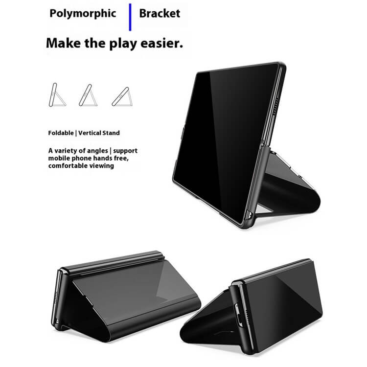 Кожен Калъф с Поставка за Samsung Z Fold 7, GKK Leather Case, Черен (4)