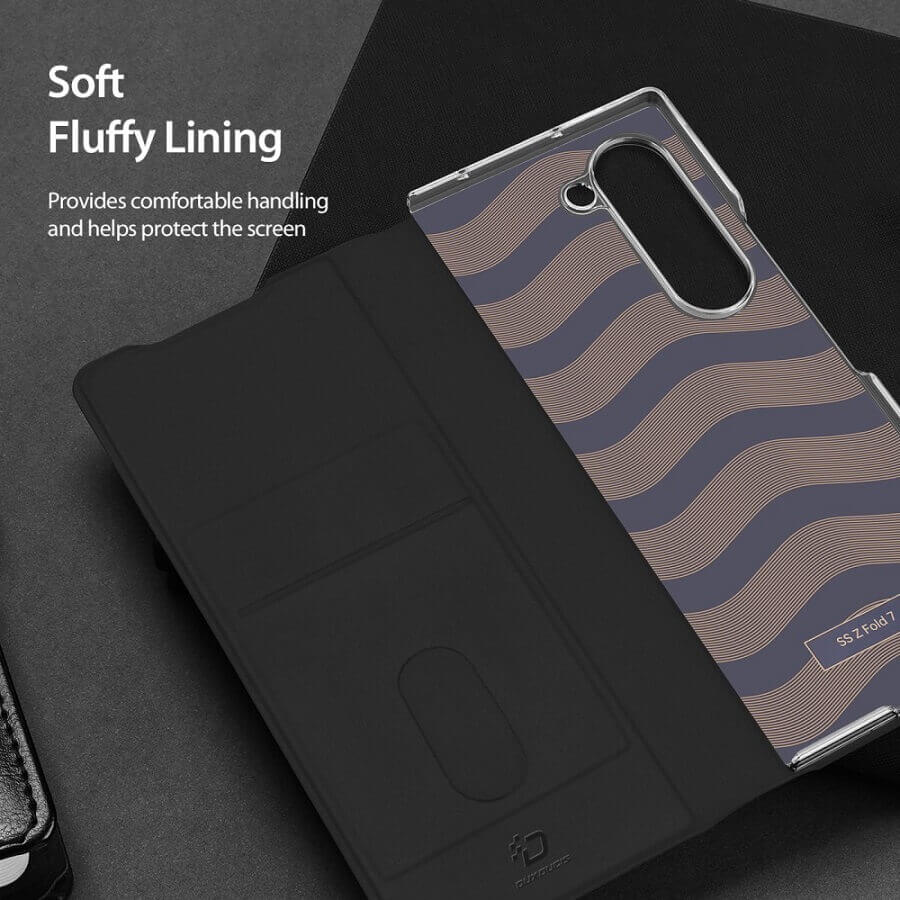 Кожен Калъф за Samsung Z Fold 7, Dux Ducis Bril Case, Черен (9)