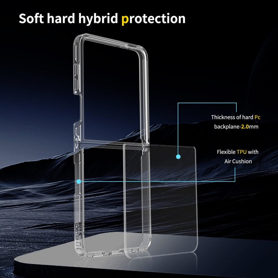 Хибриден Калъф за Samsung Z Flip 7, Acrylic Clear Case, Прозрачен (2)
