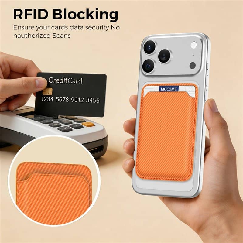 Magsafe Калъф за Карти, GKK Card Holder RFIF Case, Оранжев (6)