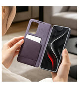 Активен Кожен Калъф за Samsung S26 Ultra, Qialino Smart View Book Case, Лилав (3)