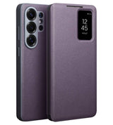 Активен Кожен Калъф за Samsung S26 Ultra, Qialino Smart View Book Case, Лилав