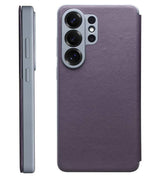 Активен Кожен Калъф за Samsung S26 Ultra, Qialino Smart View Book Case, Лилав (6)