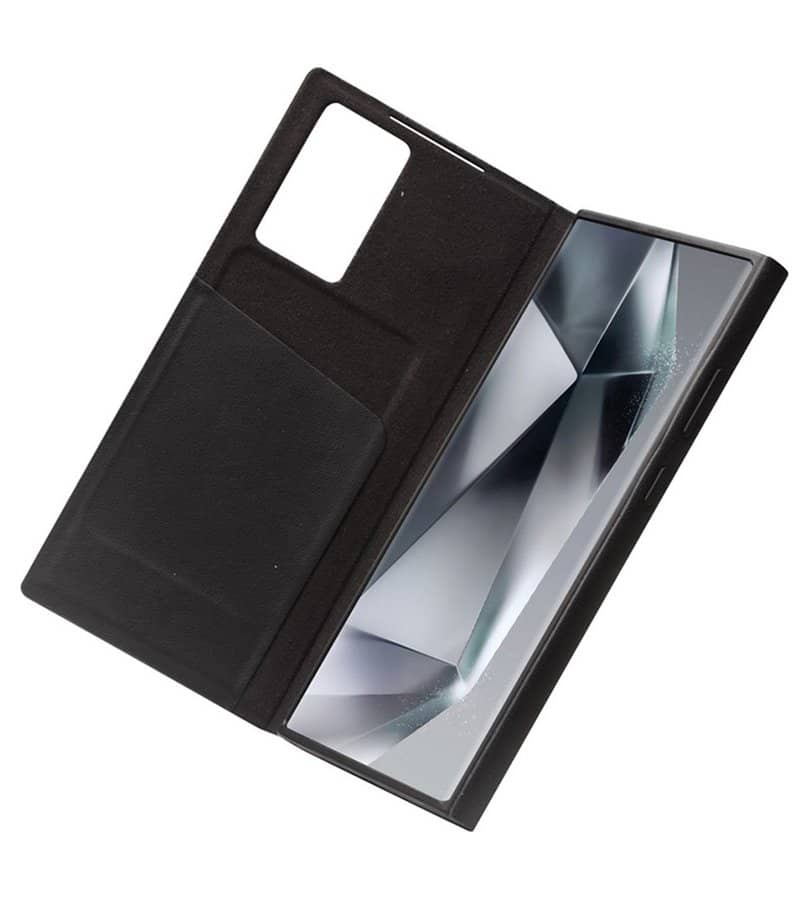Активен Кожен Калъф за Samsung S24 Ultra, Qialino Smart View Book Case, Черен (2)