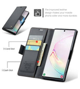 Кожен Калъф за Samsung Note 10 Plus, RFID Blocking Book Case, Черен (9)