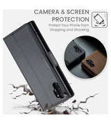 Кожен Калъф за Samsung Note 10 Plus, RFID Blocking Book Case, Черен (8)