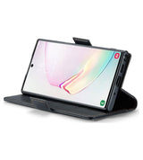 Кожен Калъф за Samsung Note 10 Plus, RFID Blocking Book Case, Черен (5)