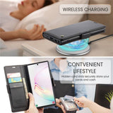 Кожен Калъф за Samsung Note 10 Plus, RFID Blocking Book Case, Черен (7)