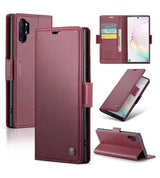 Кожен Калъф за Samsung Note 10 Plus, RFID Blocking Book Case, Червен (5)