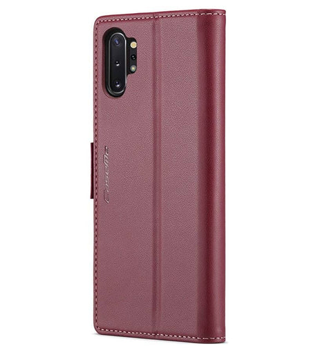 Кожен Калъф за Samsung Note 10 Plus, RFID Blocking Book Case, Червен (3)
