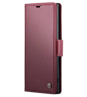 Кожен Калъф за Samsung Note 10 Plus, RFID Blocking Book Case, Червен