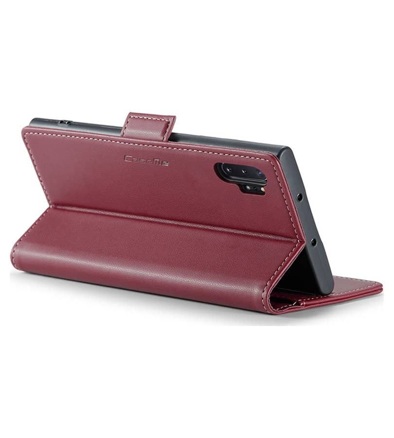 Кожен Калъф за Samsung Note 10 Plus, RFID Blocking Book Case, Червен (4)