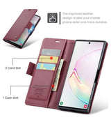 Кожен Калъф за Samsung Note 10 Plus, RFID Blocking Book Case, Червен (10)