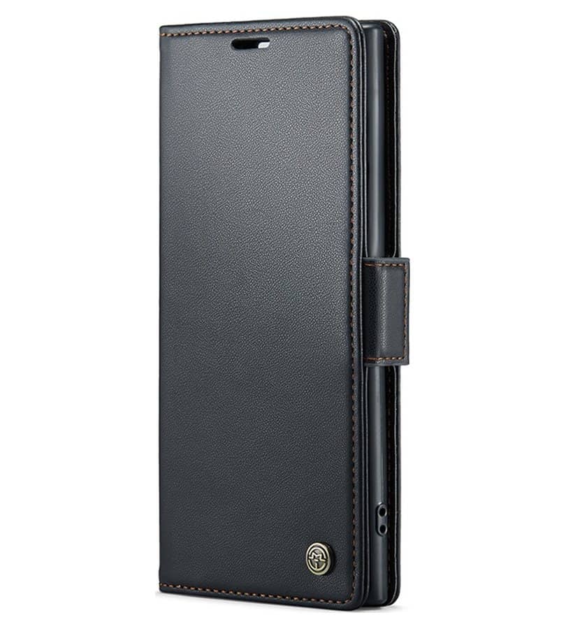 Кожен Калъф за Samsung Note 10 Plus, RFID Blocking Book Case, Черен
