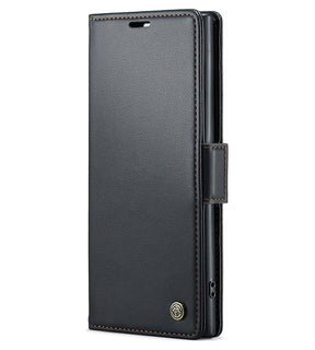 Кожен Калъф за Samsung Note 10 Plus, RFID Blocking Book Case, Черен