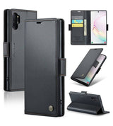 Кожен Калъф за Samsung Note 10 Plus, RFID Blocking Book Case, Черен (11)