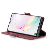 Кожен Калъф за Samsung Note 10 Plus, RFID Blocking Book Case, Червен (6)