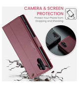 Кожен Калъф за Samsung Note 10 Plus, RFID Blocking Book Case, Червен (9)