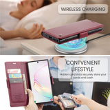 Кожен Калъф за Samsung Note 10 Plus, RFID Blocking Book Case, Червен (8)