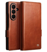 Кожен Калъф за Samsung Z Fold 8 Ultra, Qialino Leather Book Case, Светло Кафяв