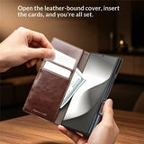 Кожен Калъф за Samsung Z Fold 8 Ultra, Qialino Leather Book Case, Черен (12)