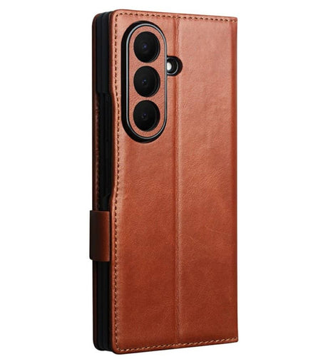 Кожен Калъф за Samsung Z Fold 8 Ultra, Qialino Leather Book Case, Светло Кафяв (4)
