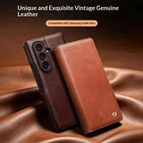 Кожен Калъф за Samsung Z Fold 8 Ultra, Qialino Leather Book Case, Светло Кафяв (7)