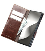 Кожен Калъф за Samsung Z Fold 8 Ultra, Qialino Leather Book Case, Кафяв (8)