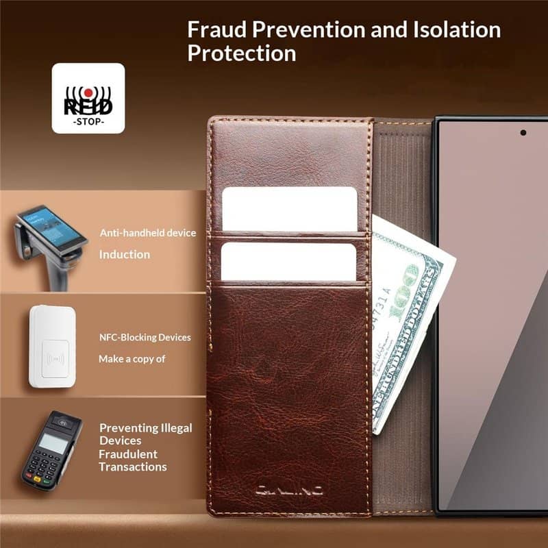 Кожен Калъф за Samsung Z Fold 8 Ultra, Qialino Leather Book Case, Кафяв (13)