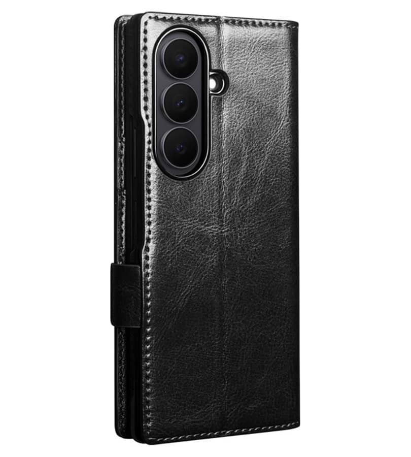 Кожен Калъф за Samsung Z Fold 8 Ultra, Qialino Leather Book Case, Черен (7)