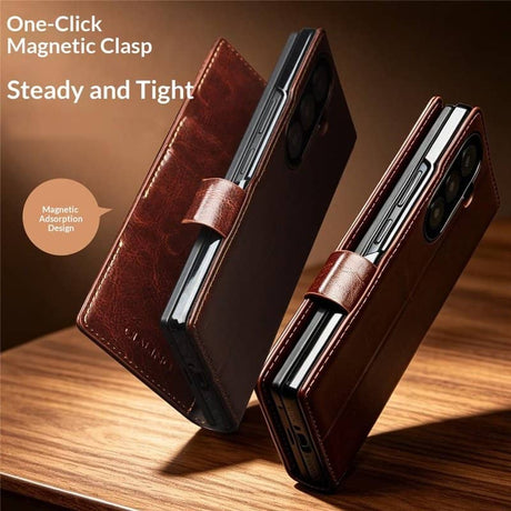 Кожен Калъф за Samsung Z Fold 8 Ultra, Qialino Leather Book Case, Черен (2)