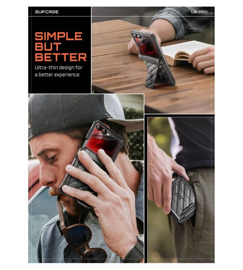 Противоударен Калъф за Samsung Z Flip 8, Supcase Unicorn Beetle Pro Case, Черен (7)