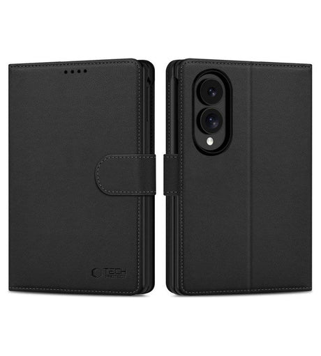 Кожен Калъф за Samsung Z Fold 8, Tech-Protect Wallet Book Case, Черен