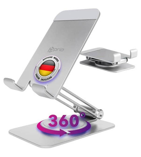 Метална Стойка за Таблети и Смартфони за Бюро и Витрини, Desk Stand 360, Сребрист (2)