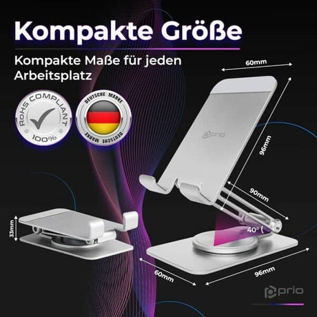 Метална Стойка за Таблети и Смартфони за Бюро и Витрини, Desk Stand 360, Сребрист (4)