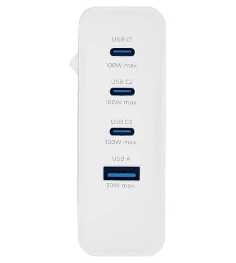 Зарядно с USB-A/USB-C x3, Prio GaN PD PPS Charger 100W, Бял