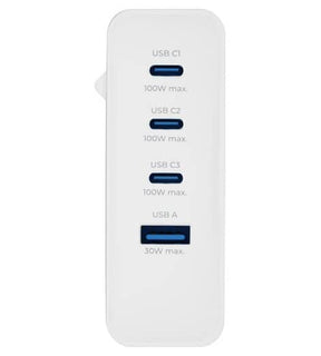 Зарядно с USB-A/USB-C x3, Prio GaN PD PPS Charger 100W, Бял