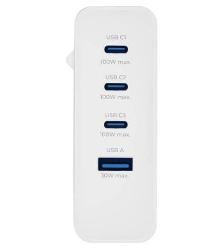 Зарядно с USB-A/USB-C x3, Prio GaN PD PPS Charger 100W, Бял