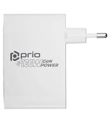 Зарядно с USB-A/USB-C x3, Prio GaN PD PPS Charger 100W, Бял (3)