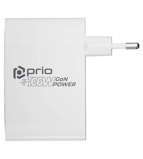 Зарядно с USB-A/USB-C x3, Prio GaN PD PPS Charger 100W, Бял (3)