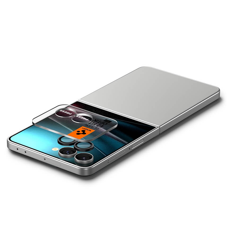 Протектор за Камерата на Samsung Z Flip 8, Spigen EZ Fit Optik Pro Glass tR 2бр., Черен (5)