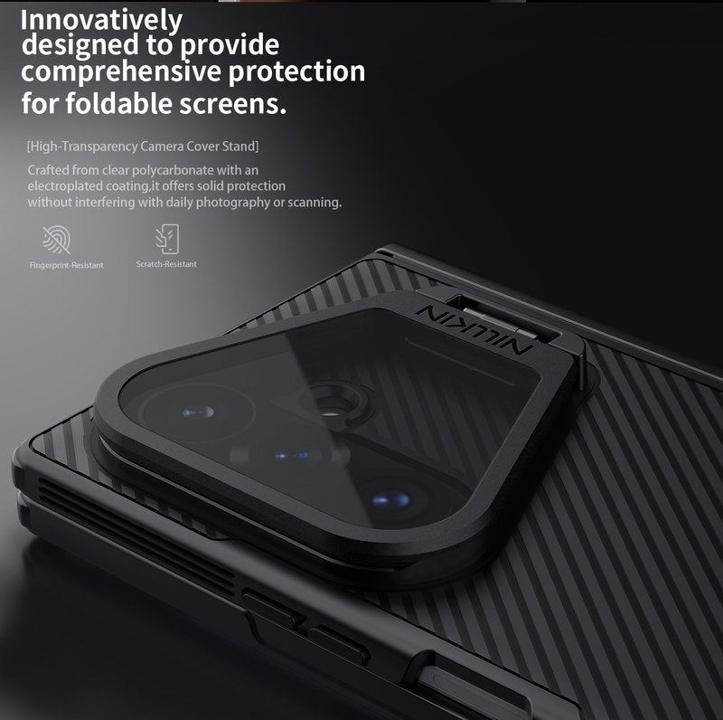 Magsafe калъф за Samsung Z Fold 8 Ultra, Nillkin Clear CamShield Prop Mag Case, Черен (11)