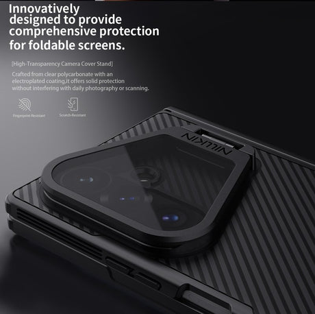 Magsafe калъф за Samsung Z Fold 8 Ultra, Nillkin Clear CamShield Prop Mag Case, Черен (11)