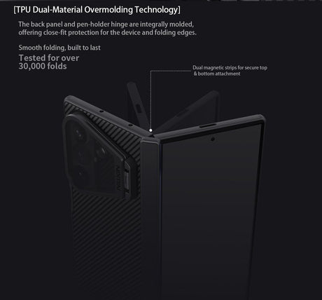Magsafe калъф за Samsung Z Fold 8 Ultra, Nillkin Clear CamShield Prop Mag Case, Черен (10)