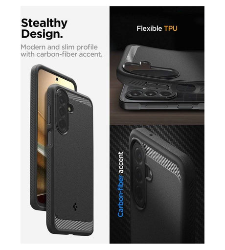 Противоударен Калъф за Samsung A37, Spigen Rugged Armor Case, Черен (8)